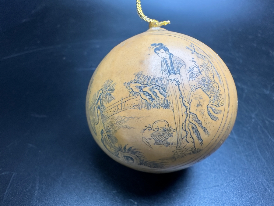 Vintage Chinese Carved Miniature Gourd With Writing 2'W [Photo 4]