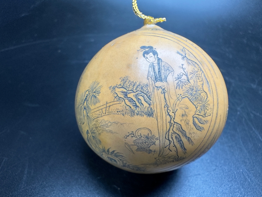 Vintage Chinese Carved Miniature Gourd With Writing 2'W [Photo 2]