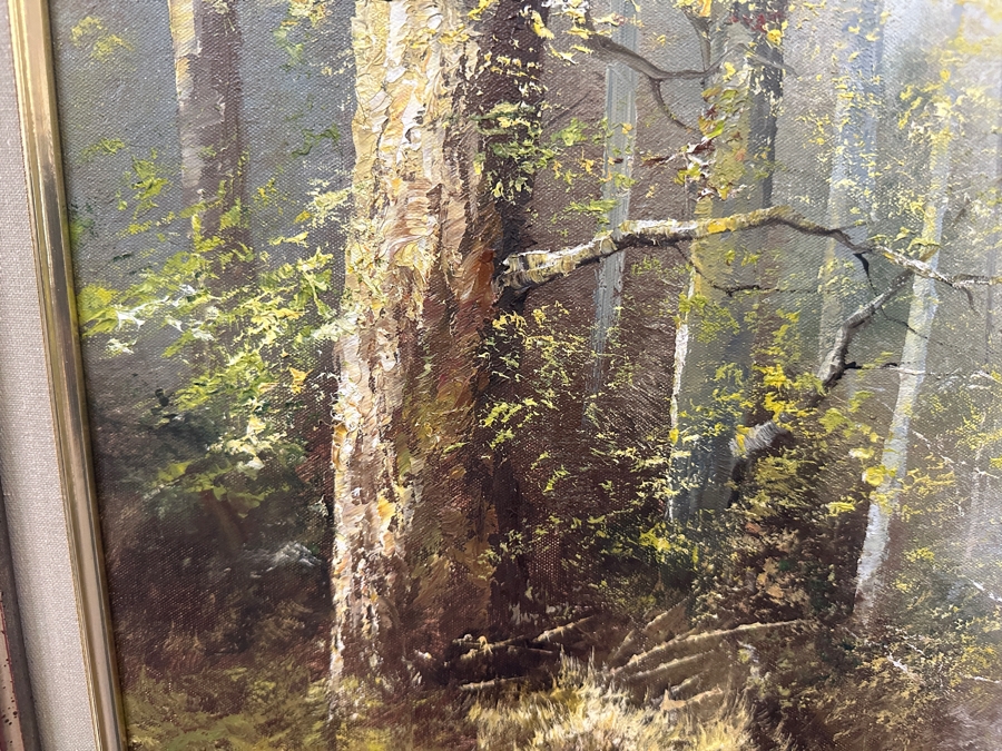 Original Landscape Painting On Canvas Signed Hanzel 24W X 36H Framed 34.5 X 47 [Photo 9]