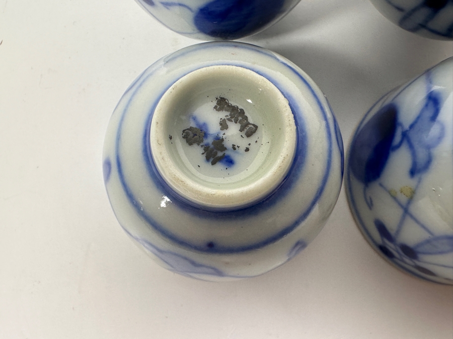 (4) Hand Painted Japanese Porcelain Kutani Sake Cups [Photo 9]