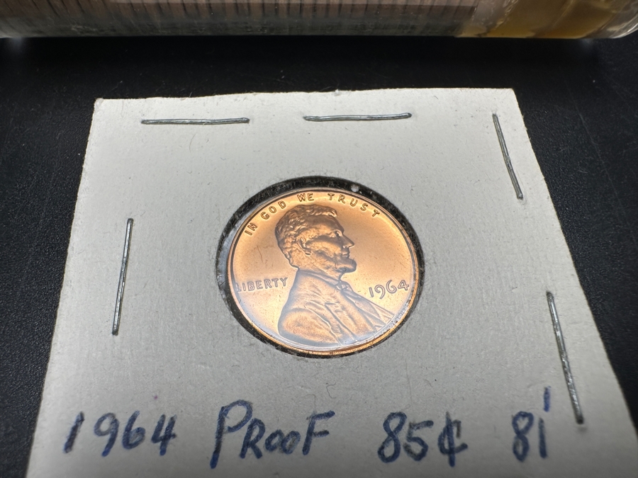 (50) 1963 D Uncirculated Bank Penny Roll Pennies And 1964 Proof Penny [Photo 3]