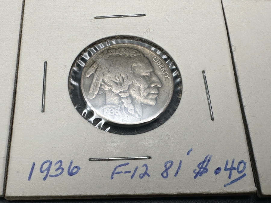 (8) Vintage United States Buffalo (Indian Head) Nickels (1) 1925, (1) 1926, (1) 1927 S, (1) 1928, (1) 1930, (2) 1936 & (1) 1936 S [Photo 8]