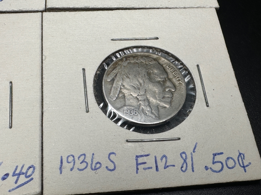 (8) Vintage United States Buffalo (Indian Head) Nickels (1) 1925, (1) 1926, (1) 1927 S, (1) 1928, (1) 1930, (2) 1936 & (1) 1936 S [Photo 9]