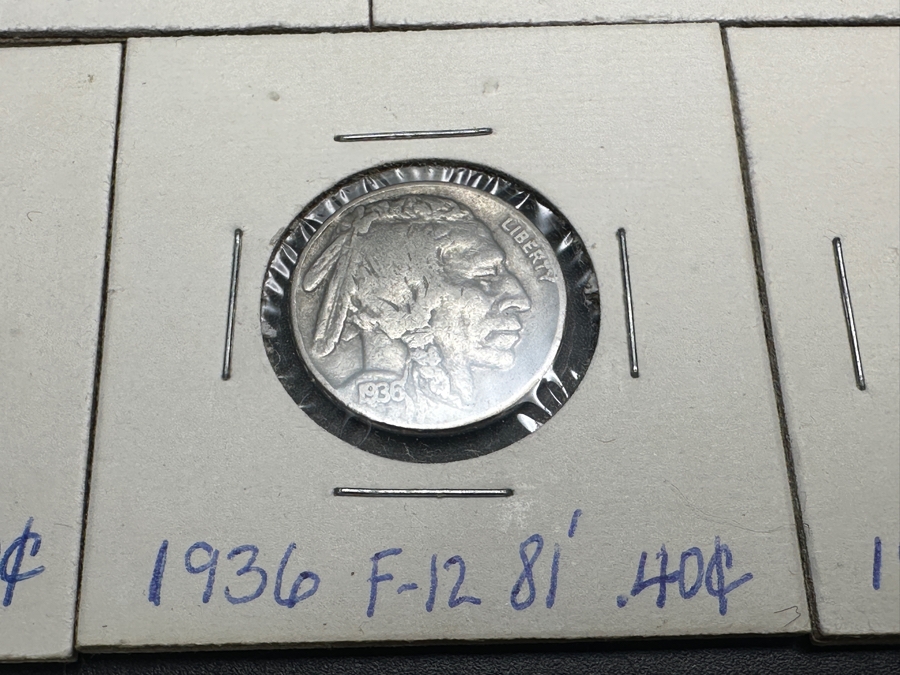 (8) Vintage United States Buffalo (Indian Head) Nickels (1) 1925, (1) 1926, (1) 1927 S, (1) 1928, (1) 1930, (2) 1936 & (1) 1936 S [Photo 7]