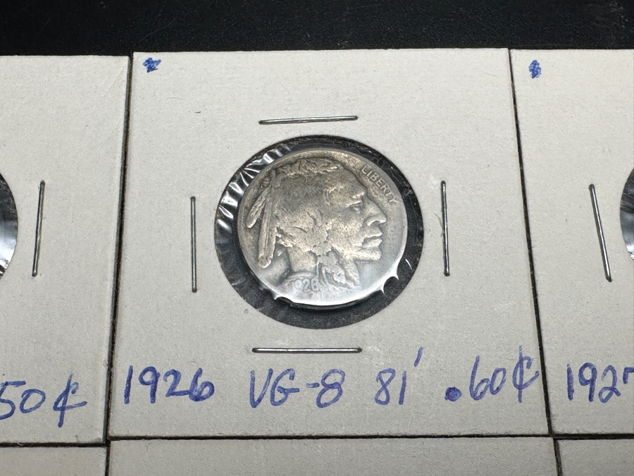 (8) Vintage United States Buffalo (Indian Head) Nickels (1) 1925, (1) 1926, (1) 1927 S, (1) 1928, (1) 1930, (2) 1936 & (1) 1936 S [Photo 3]