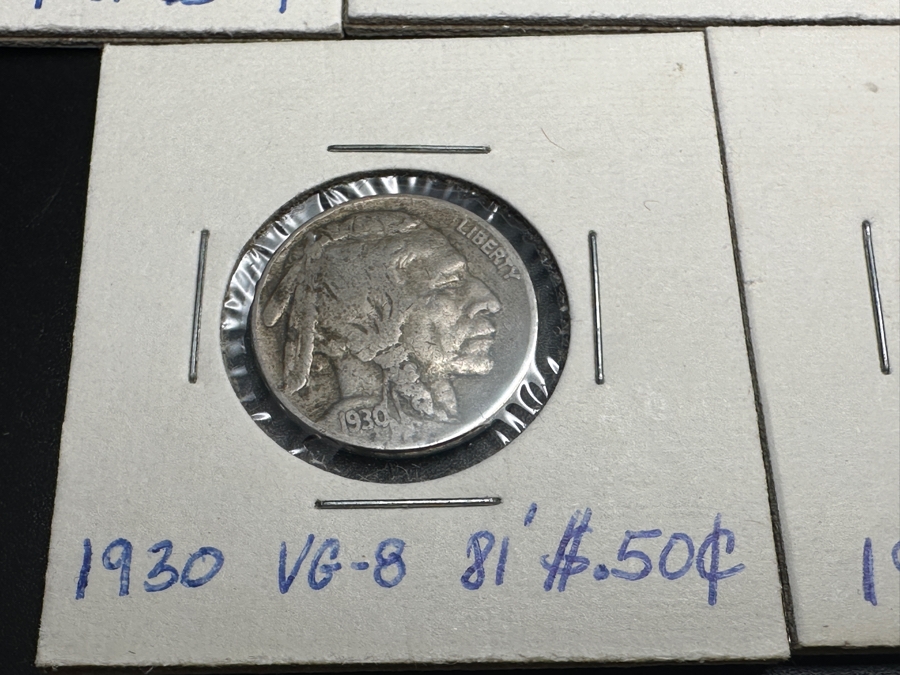 (8) Vintage United States Buffalo (Indian Head) Nickels (1) 1925, (1) 1926, (1) 1927 S, (1) 1928, (1) 1930, (2) 1936 & (1) 1936 S [Photo 6]