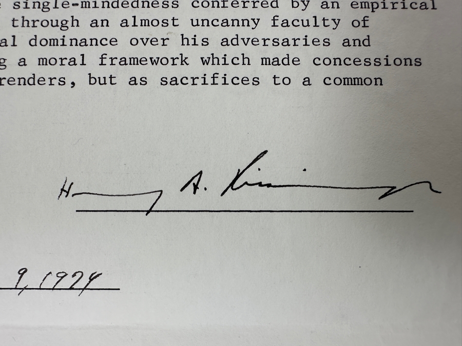 Henry A. Kissinger (1923-2023) Vintage 1974 Signed Typescript Letter With Invoice From Conway Barker Autograph Dealer [Photo 4]