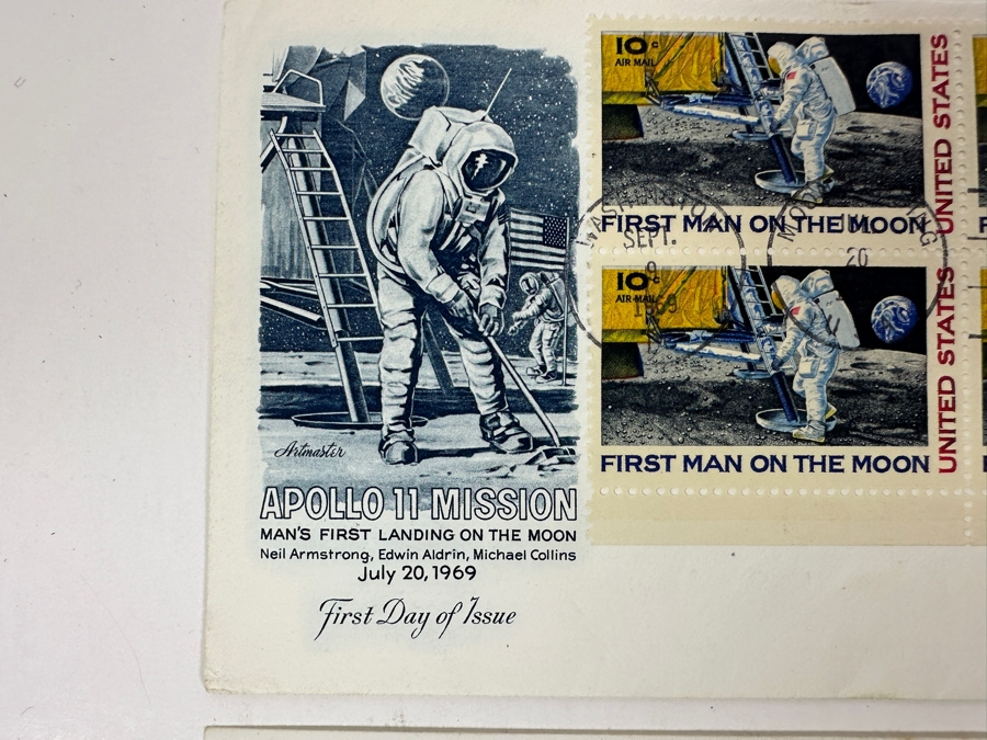 Pair Of Vintage 1967 Saluting United States Accomplishments In Space (Rarest Modern Space Cover) And 1969 Apollo 11 Mission First Man On The Moon [Photo 6]