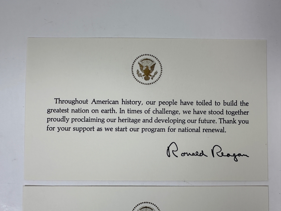 White House Ronald Reagan / Nancy And Ronald Reagan Thank You Cards With Facsimile Signatures And One White House Envelope [Photo 3]
