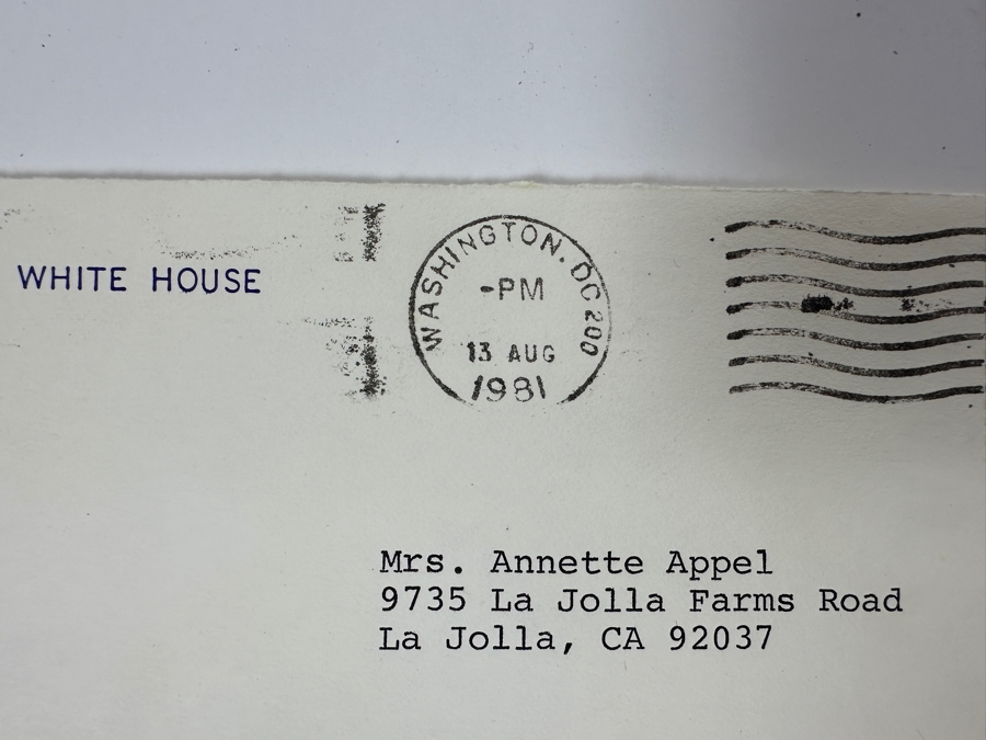 White House Ronald Reagan / Nancy And Ronald Reagan Thank You Cards With Facsimile Signatures And One White House Envelope [Photo 7]
