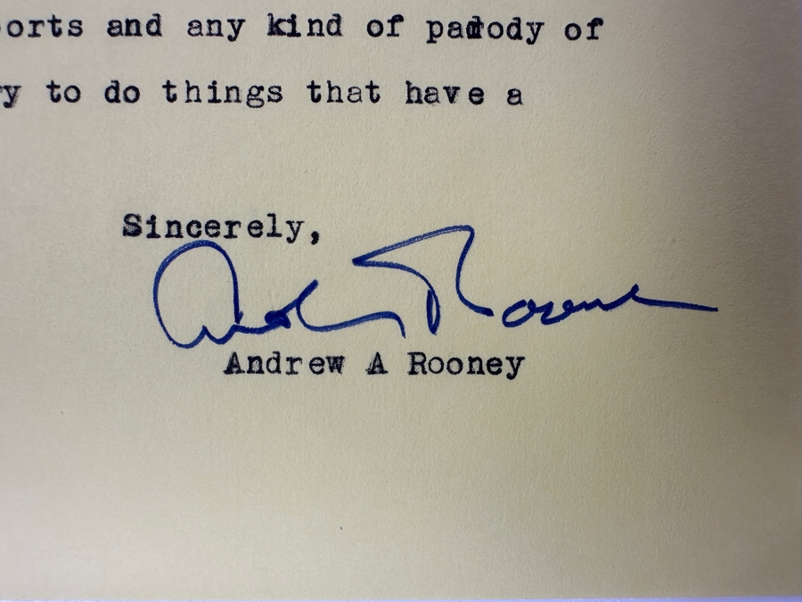 Vintage 1989 Hand Signed Andrew (Andy) A Rooney (1919-2011) 60 Minutes Personal Typed Letter With Handwritten Typos Andy Rooney Signature [Photo 6]
