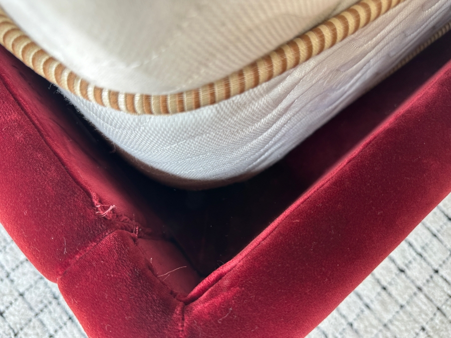 Red Velvet Platform Eastern King Size Bed 80.5W X 87L With New Saatva Organic Cotton Ultra-Premium Luxury Mattress [Photo 11]