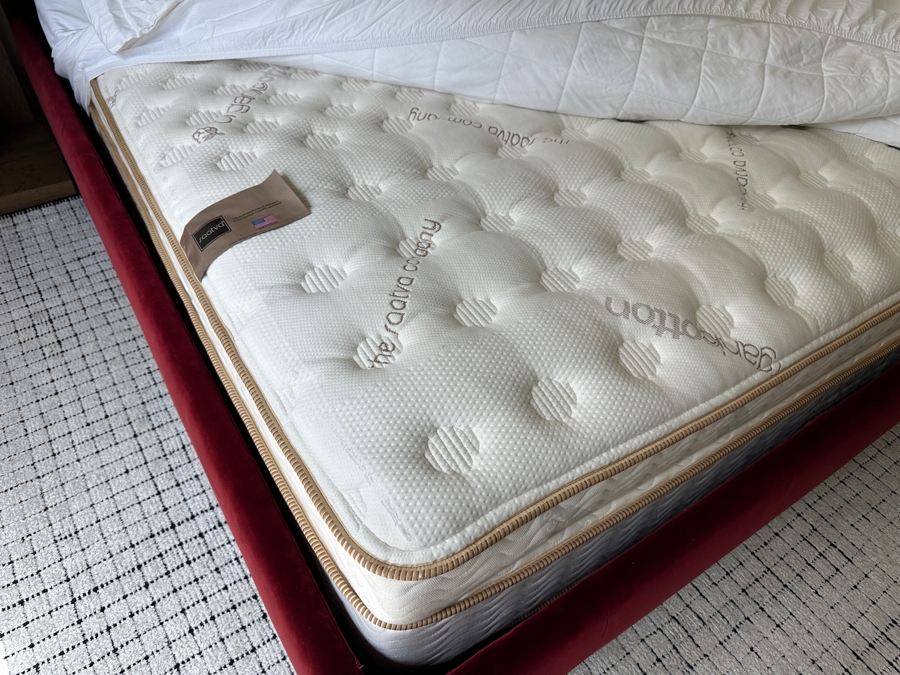 Red Velvet Platform Eastern King Size Bed 80.5W X 87L With New Saatva Organic Cotton Ultra-Premium Luxury Mattress [Photo 9]