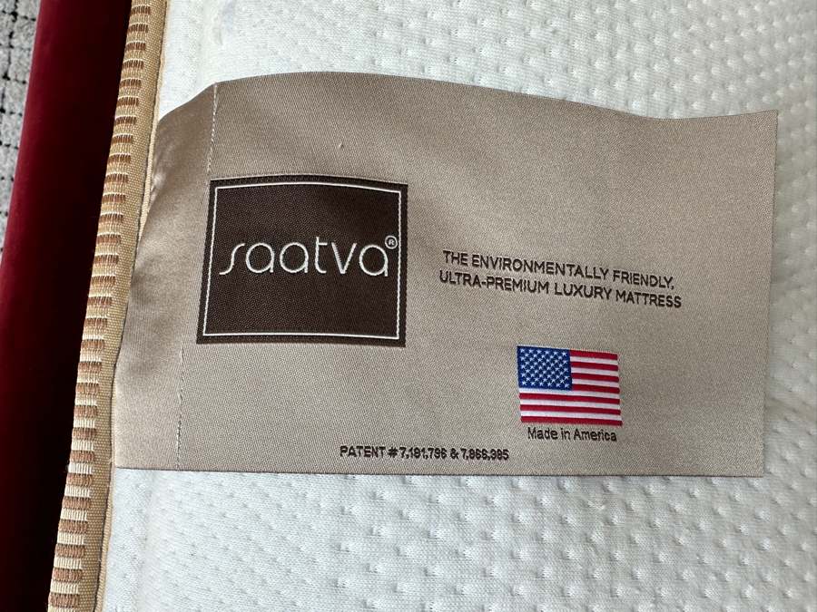 Red Velvet Platform Eastern King Size Bed 80.5W X 87L With New Saatva Organic Cotton Ultra-Premium Luxury Mattress [Photo 10]