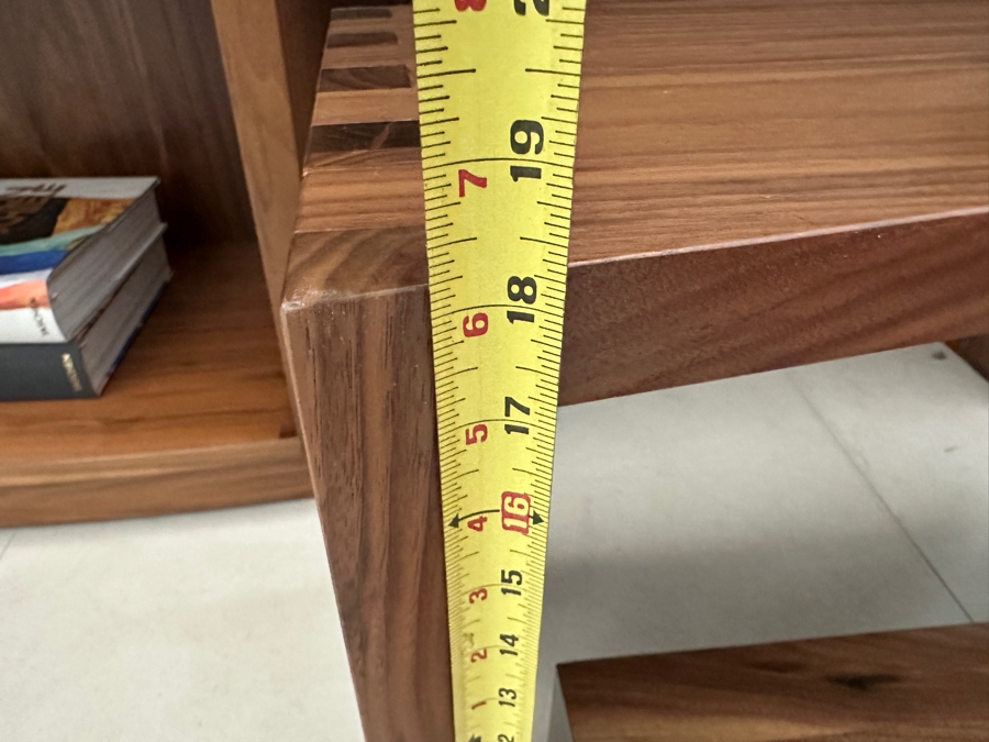 Stunning Large Custom Built Veneered Teak Over Plywood Bookcase With Pullout Drawer And Two Stools - One Piece - Need Huge Door To Move Into Home 98W X 16D X 97H [Photo 12]