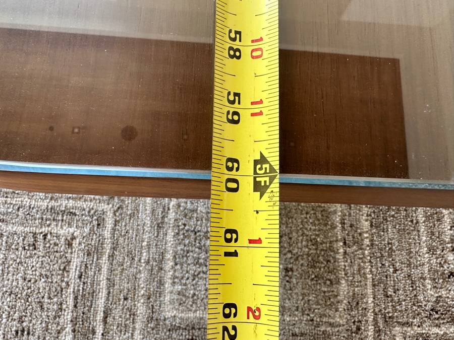 Large Custom Built Wooden Coffee Table With Glass Top 60W X 60D X 16H [Photo 8]