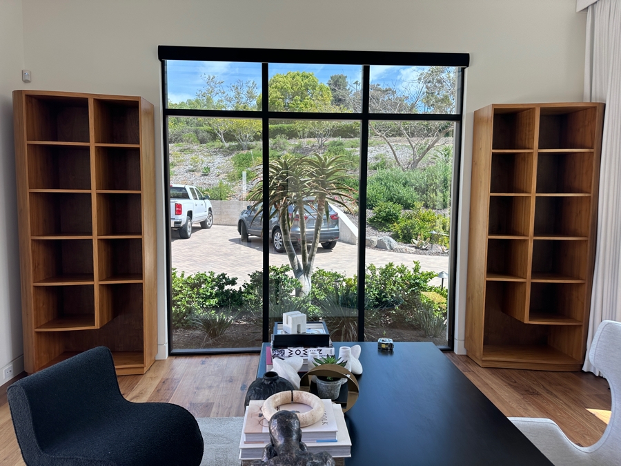 Pair Of Stunning Large Custom Built Veneered Teak Over Plywood Bookcases 42W X 22D X 98H [Photo 3]