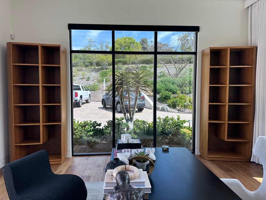 Pair Of Stunning Large Custom Built Veneered Teak Over Plywood Bookcases 42W X 22D X 98H [Photo 2]
