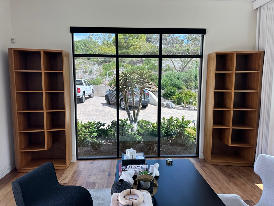 Pair Of Stunning Large Custom Built Veneered Teak Over Plywood Bookcases 42W X 22D X 98H
