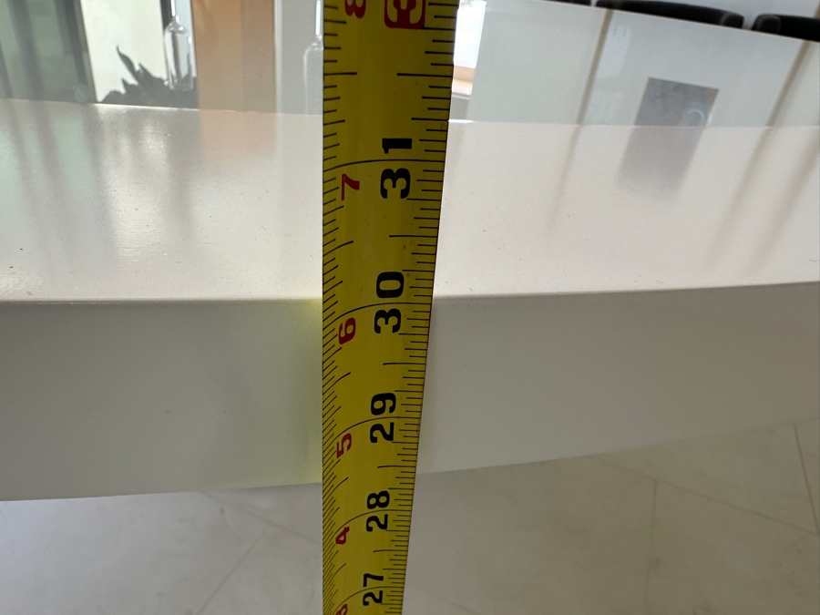 Huge 8' Round Custom Wooden Pedestal Dining Table With Glass Top And Wrapped Vinyl Pedestal Base 30'H [Photo 11]