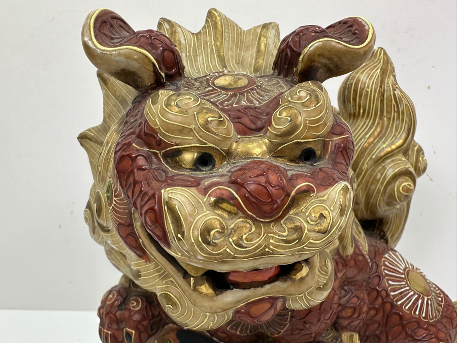 Vintage Japanese Kutani Porcelain Foo Dog Figurine Retails $250 10W X 11H [Photo 5]