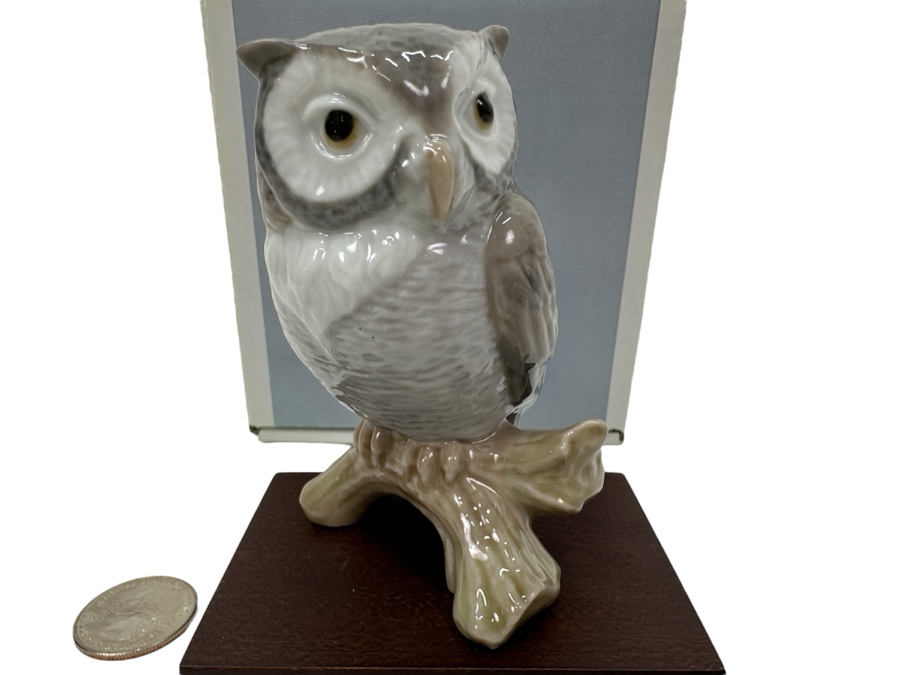 Lladro Owl Figurine With Box 3.5'H