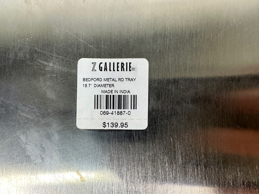 Z Gallerie Bedford Round Metal Tray 18'W Retails $139 [Photo 9]