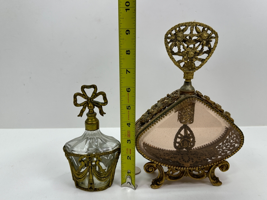 Vintage Gilded Metal Perfume Bottles 6.25' and 9.5'H [Photo 12]