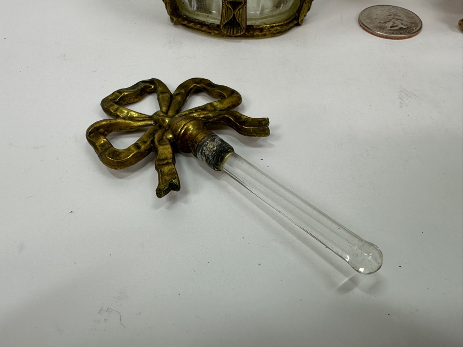 Vintage Gilded Metal Perfume Bottles 6.25' and 9.5'H [Photo 8]