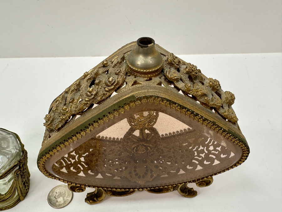 Vintage Gilded Metal Perfume Bottles 6.25' and 9.5'H [Photo 10]