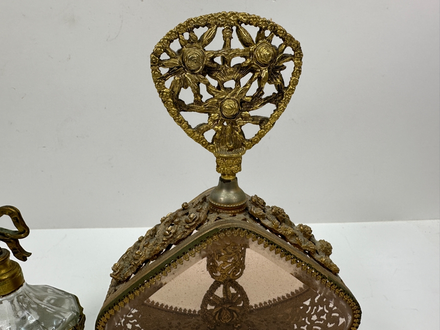 Vintage Gilded Metal Perfume Bottles 6.25' and 9.5'H [Photo 6]