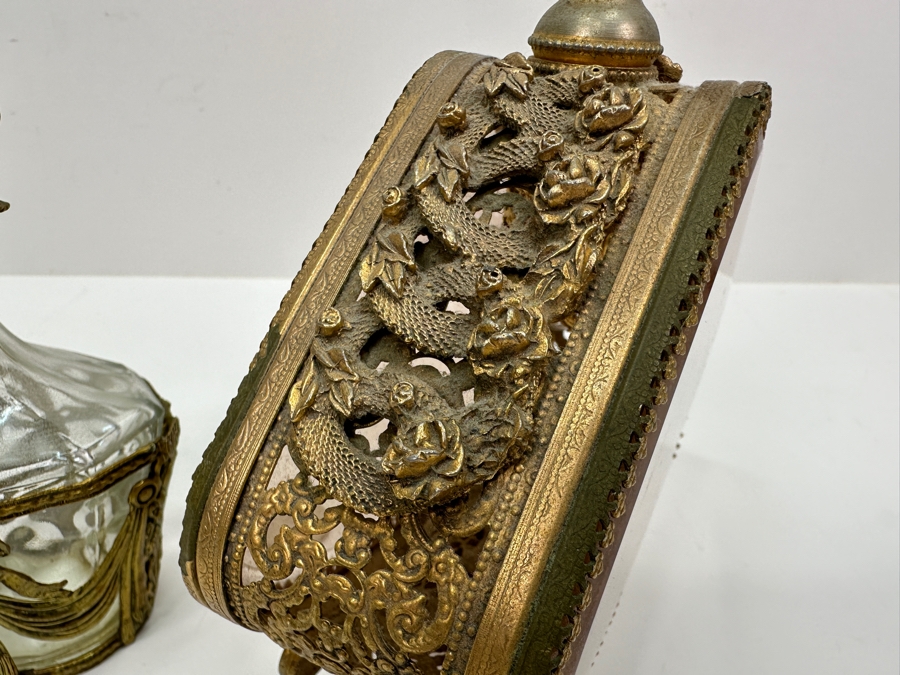 Vintage Gilded Metal Perfume Bottles 6.25' and 9.5'H [Photo 14]