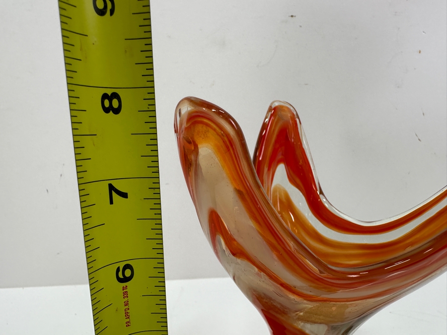 Mid Century Modern Art Glass Tri Point Coiled Vase 8'H  [Photo 5]