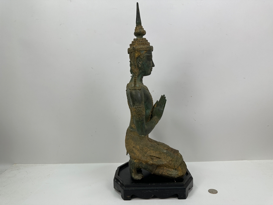 Vintage Thai Theppanom Hindu God Gilt Bronze Statue With Stand 19.5'H Weighs 12.4lbs [Photo 12]