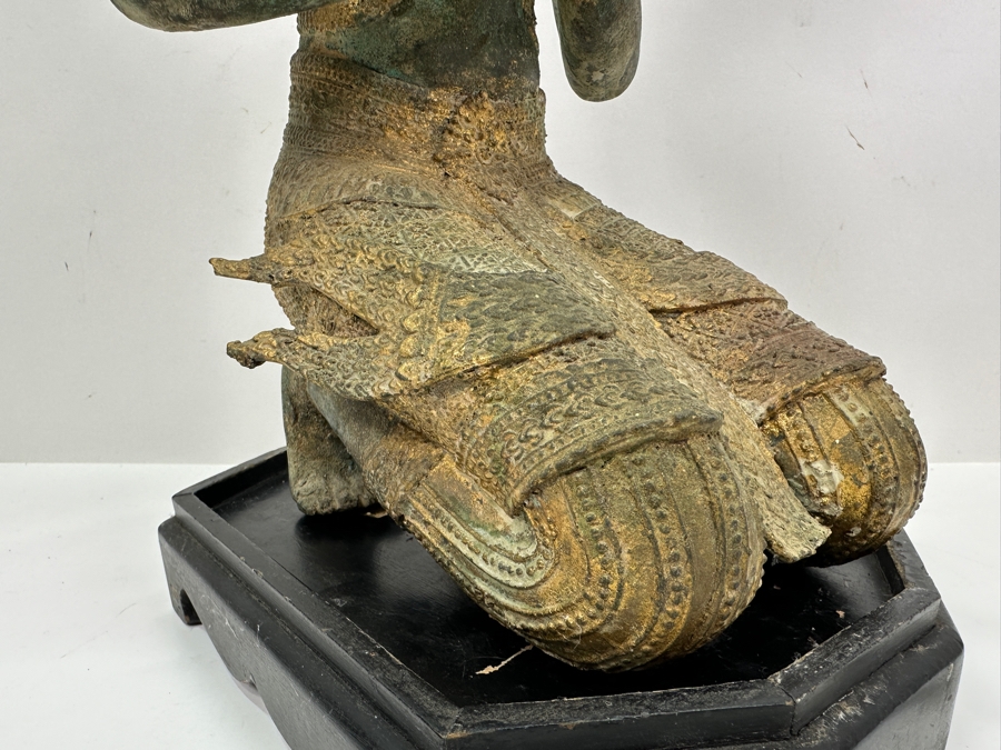 Vintage Thai Theppanom Hindu God Gilt Bronze Statue With Stand 19.5'H Weighs 12.4lbs [Photo 11]