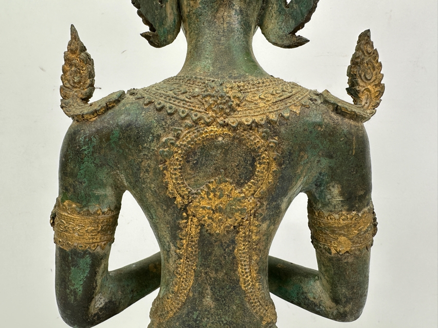 Vintage Thai Theppanom Hindu God Gilt Bronze Statue With Stand 19.5'H Weighs 12.4lbs [Photo 15]