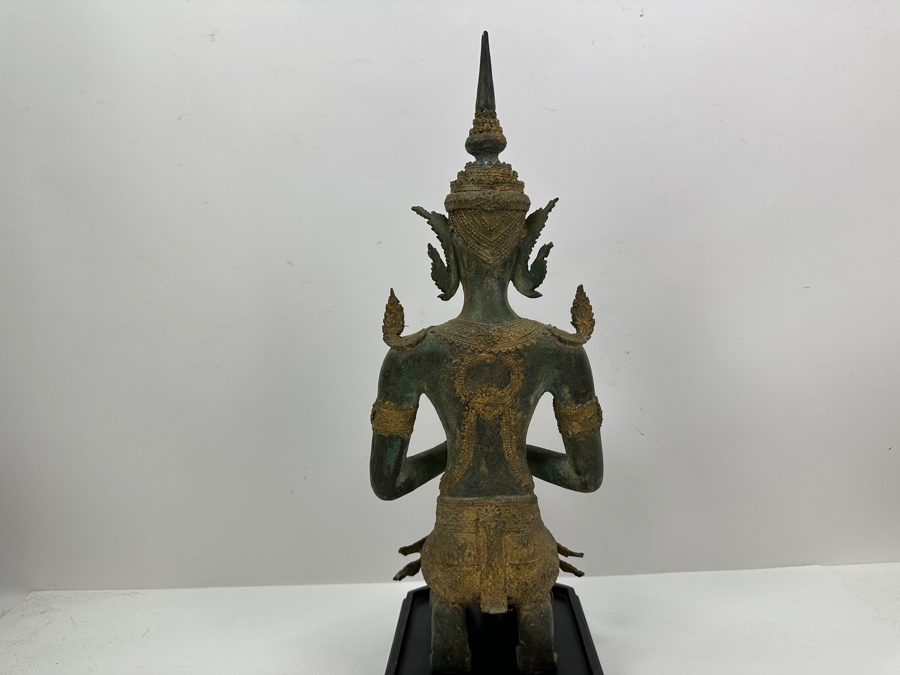 Vintage Thai Theppanom Hindu God Gilt Bronze Statue With Stand 19.5'H Weighs 12.4lbs [Photo 13]