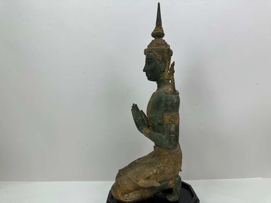 Vintage Thai Theppanom Hindu God Gilt Bronze Statue With Stand 19.5'H Weighs 12.4lbs [Photo 16]