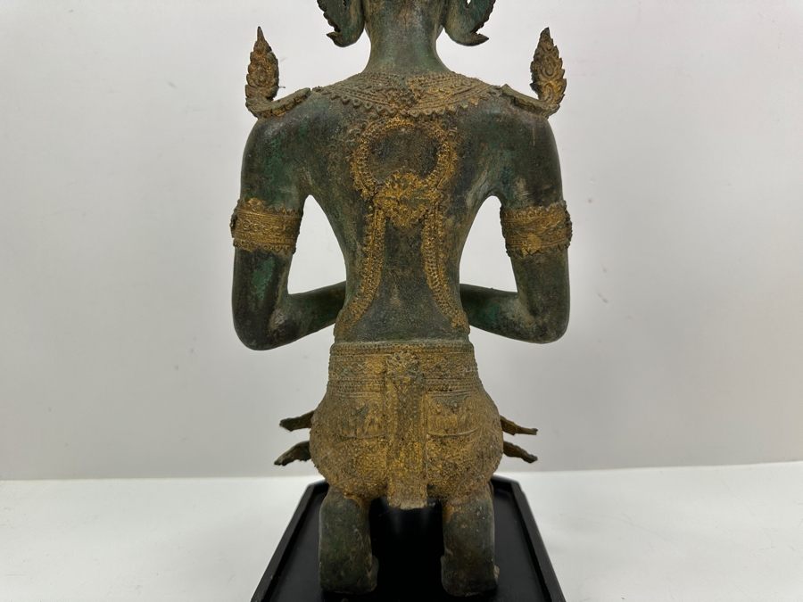 Vintage Thai Theppanom Hindu God Gilt Bronze Statue With Stand 19.5'H Weighs 12.4lbs [Photo 14]