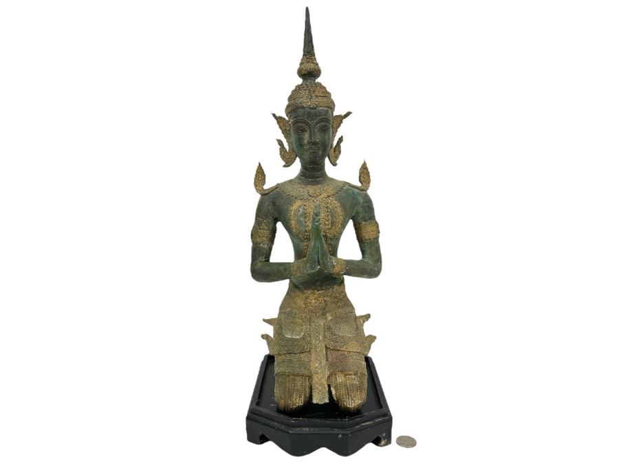 Vintage Thai Theppanom Hindu God Gilt Bronze Statue With Stand 19.5'H Weighs 12.4lbs [Photo 2]