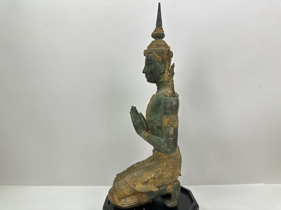 Vintage Thai Theppanom Hindu God Gilt Bronze Statue With Stand 19.5'H Weighs 12.4lbs [Photo 17]