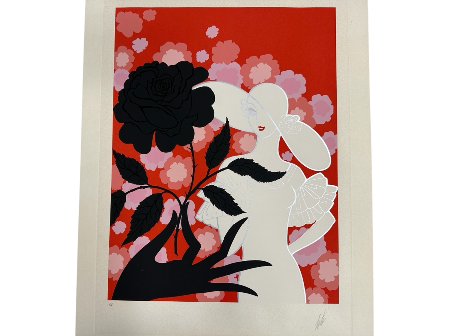 Hand Signed Erte (Romain de Tirtoff) Artist Proof Art Deco Serigraph Titled 'Black Rose' 15 X 20