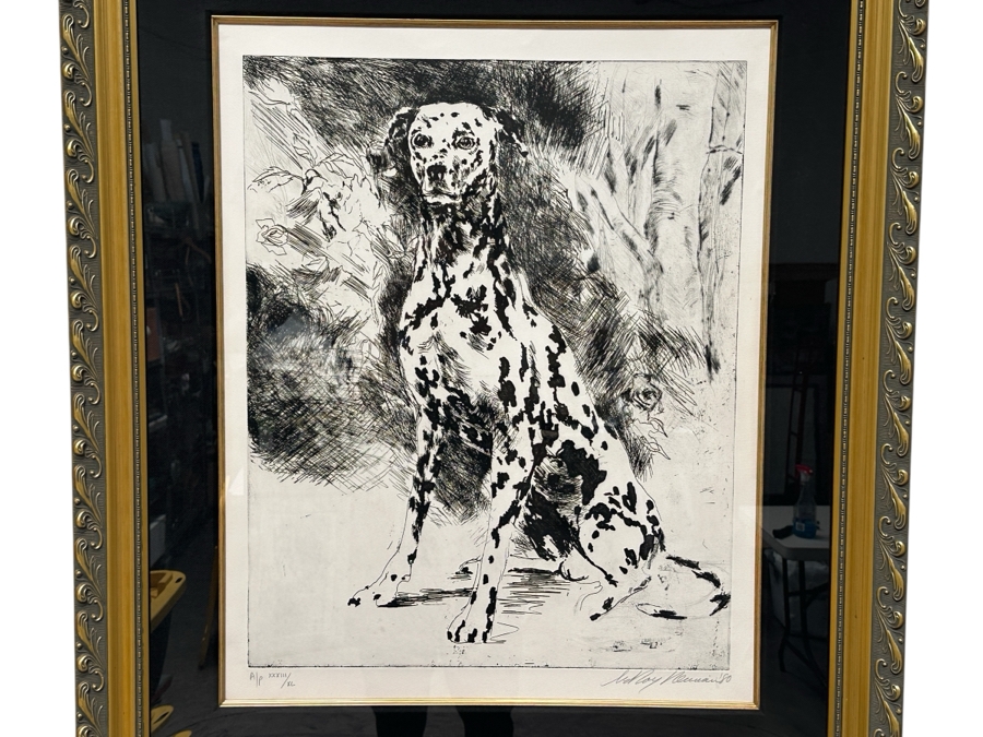LeRoy Neiman (1921-2012) Hand Signed Limited Edition Lithograph Titled Dalmatian 19.5 X 24 Framed 33 X 38.5 [Photo 1]