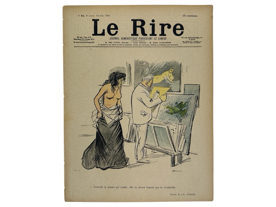 Antique 1896 Le Rire French Satirical Newsprint Magazine No. 84 Featuring A Henri De Toulouse-Lautrec Image On The Back Cover 9 X 12 Estimate $500 [Photo 2]