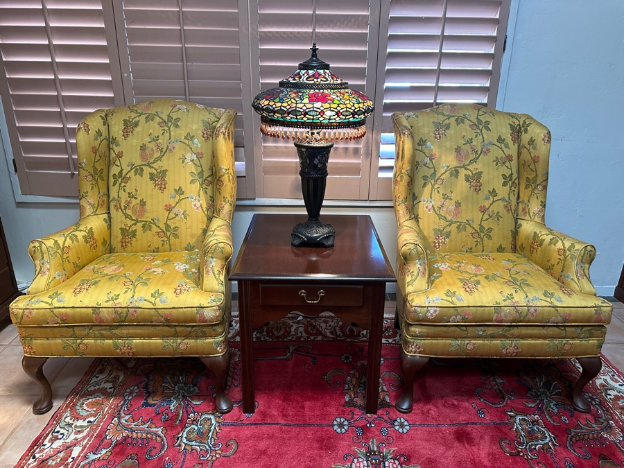 Pair Of Nicely Upholstered Wingback Armchairs [Photo 2]