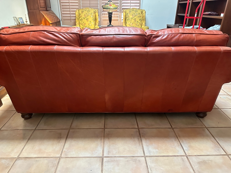 Leather Terracotta Color Sofa By Palatial Furniture 84W X 40D X 38H [Photo 5]