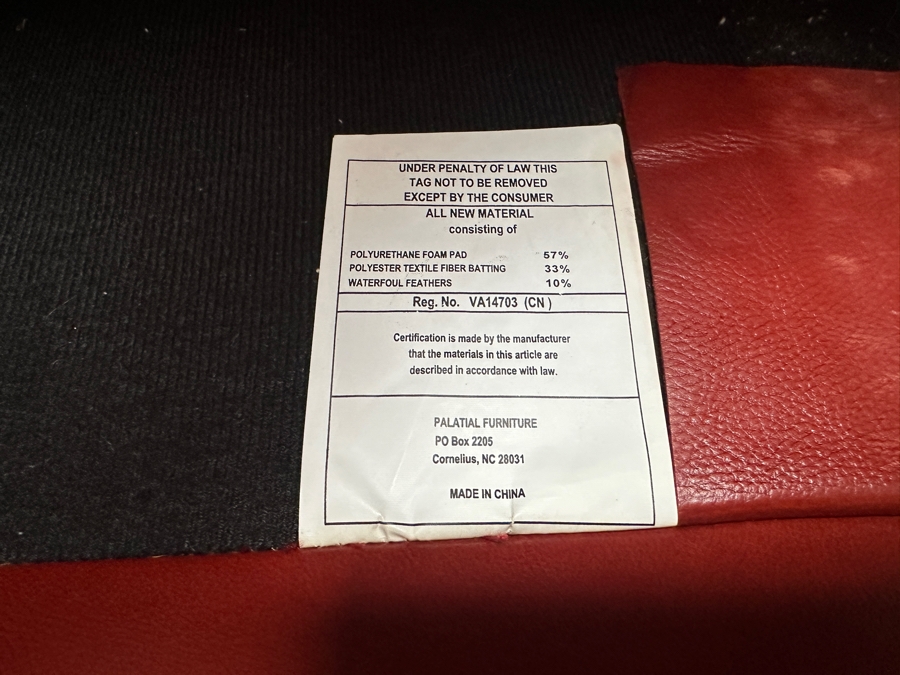 Leather Terracotta Color Sofa By Palatial Furniture 84W X 40D X 38H [Photo 6]