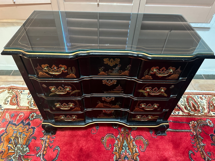 Chinoiserie Wooden 4-Drawer Chest Of Drawers Dresser By Jasper 35W X 17D X 29.5H [Photo 5]