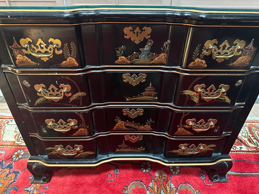 Chinoiserie Wooden 4-Drawer Chest Of Drawers Dresser By Jasper 35W X 17D X 29.5H [Photo 6]
