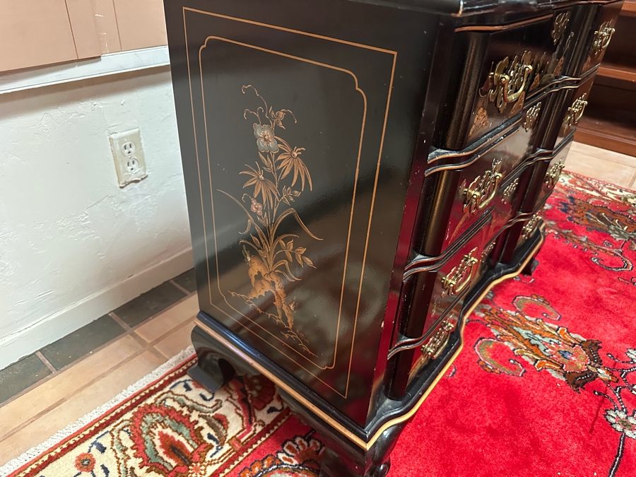 Chinoiserie Wooden 4-Drawer Chest Of Drawers Dresser By Jasper 35W X 17D X 29.5H [Photo 4]